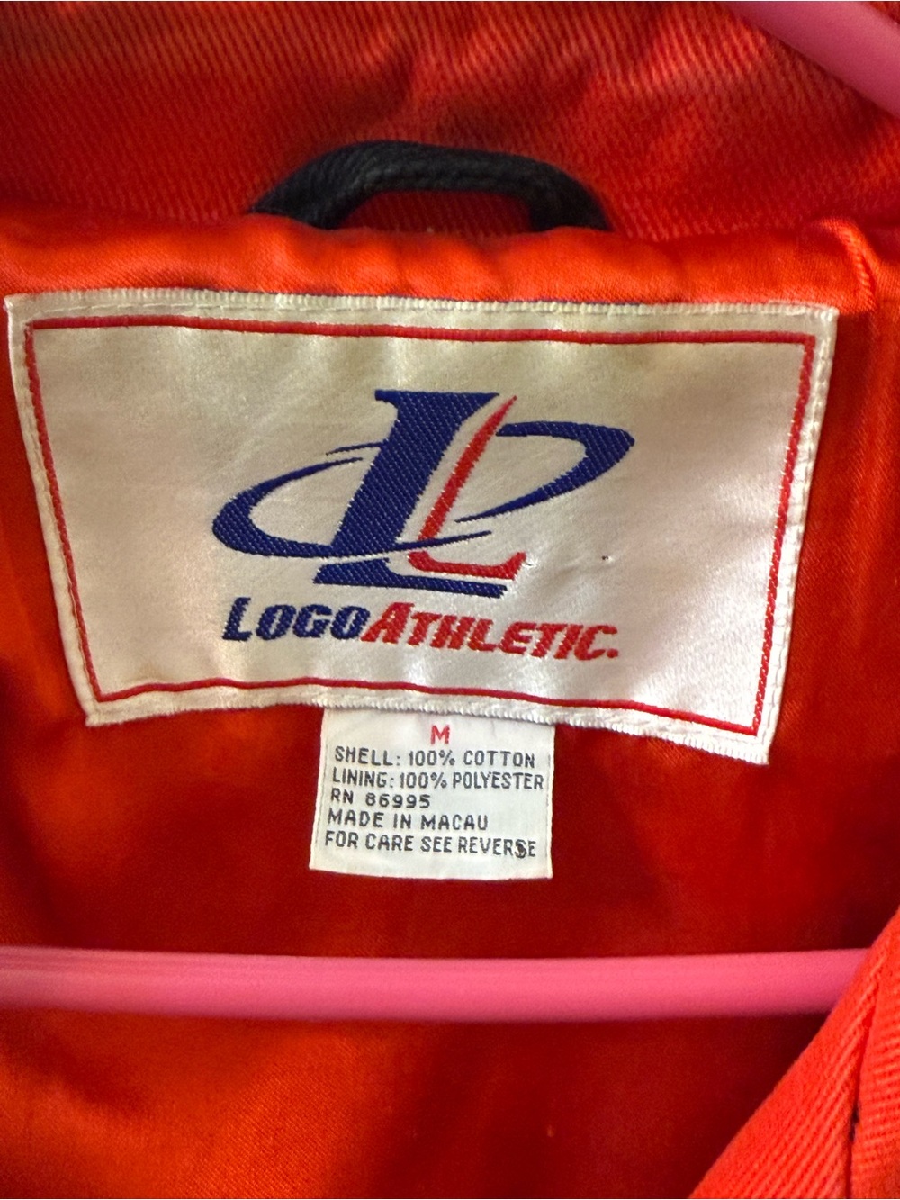 Logo Athletic Orange Satin Bomber with Embroidered Patch